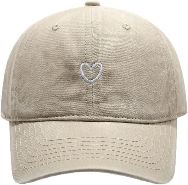 Women's Cute Heart Embroidered Baseball Cap Adjustable Vintage Washed Cotton Low Profile Dad Hat
