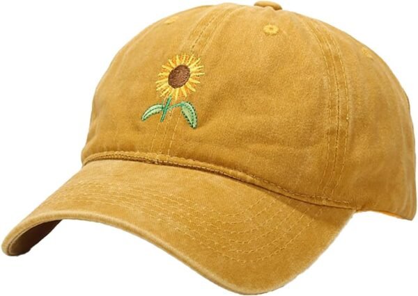 Women's Sunflowers Embroidered Baseball Cap Vintage Adjustable Outdoor Dad Hat