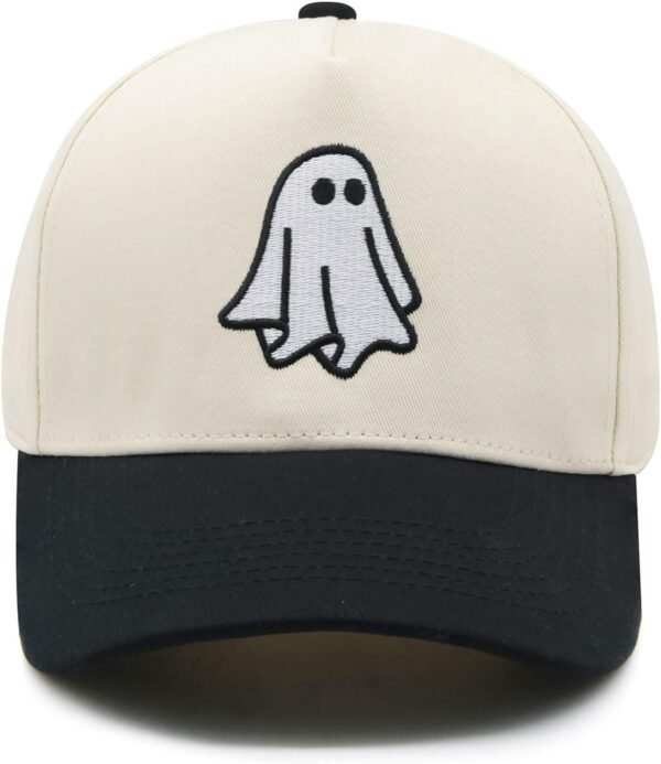 Halloween Ghost Trucker Hat, Goth Embroidered Baseball Caps for Men & Women, Cute Spooky Gifts for Festival Wear