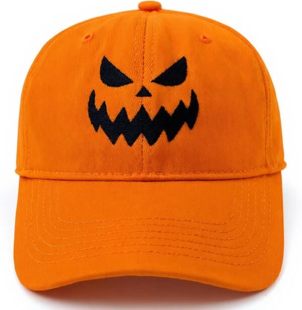 Embroidery Baseball Cap Halloween Pumpkin Face Baseball Hat Adjustable Funny Party Hats for Men Women