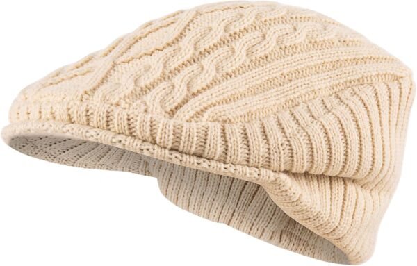 Women Winter Warm Knit Hat Wool Snow Ski Caps with Visor Warm Fleece Lined Hat Soft Beanie Cap