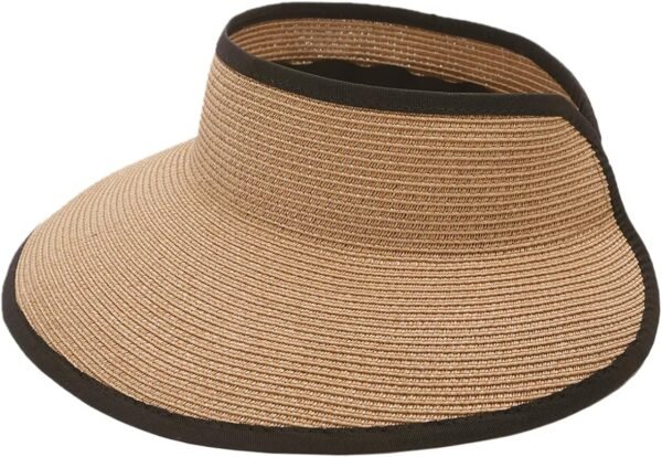 Sun Visor Hats for Women, Women Summer Ponytail Foldable Straw Beach Hat with UPF 50+