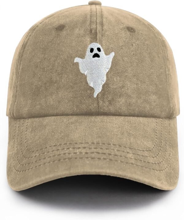 Ghost Hat Halloween Baseball Cap Embroidered Spooky Hat Adjustable Fashion Hats for Men Women