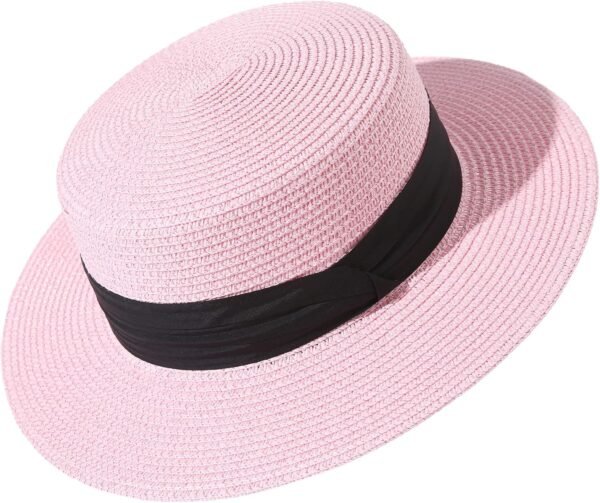 Sun Hats for Women Wide Brim Straw Boater Hat Foldable Packable Beach Hat for Summer Fit Size 6 8/7-7 1/4