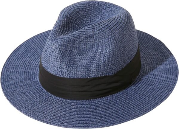 Women UPF50 Foldable Summer Straw Hat Wide Brim Fedora Sun Beach hat